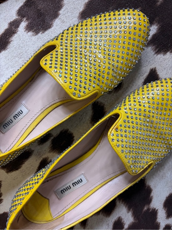 Miu Miu Shoes - Miu Miu Yellow Crystal-Embellished Women's Loafers